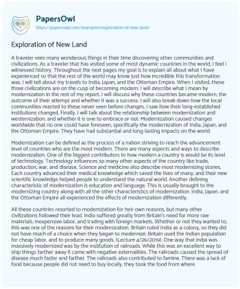 Essay on Exploration of New Land