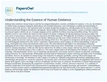 Essay on Understanding the Essence of Human Existence