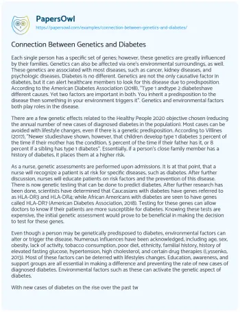 Essay on Connection between Genetics and Diabetes