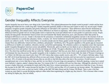 Essay on Gender Inequality Affects Everyone