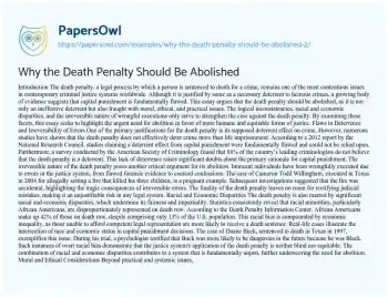 Essay on Why the Death Penalty should be Abolished