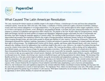 Essay on What Caused the Latin American Revolution