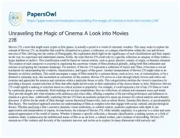 Essay on Unraveling the Magic of Cinema: a Look into Movies 278