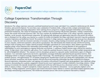 Essay on College Experience: Transformation through Discovery