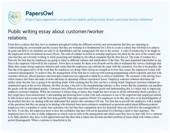 Essay on Public Writing Essay about Customer/worker Relations