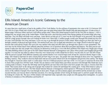 Essay on Ellis Island: America’s Iconic Gateway to the American Dream