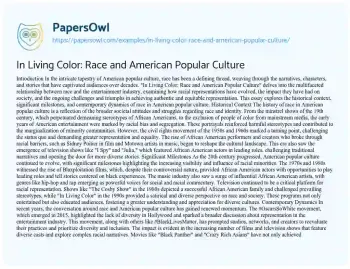 Essay on In Living Color: Race and American Popular Culture