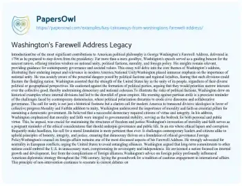 Essay on Washington’s Farewell Address Legacy