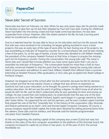 Essay on Steve Jobs’ Secret of Success