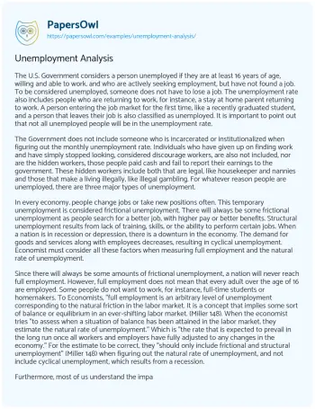 Essay on Unemployment Analysis