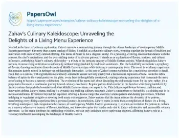 Essay on Zahav’s Culinary Kaleidoscope: Unraveling the Delights of a Living Menu Experience