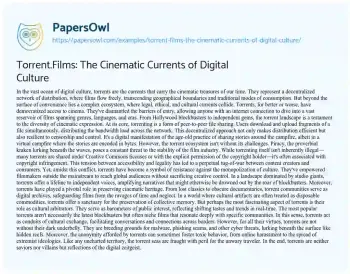 Essay on Torrent.Films: the Cinematic Currents of Digital Culture