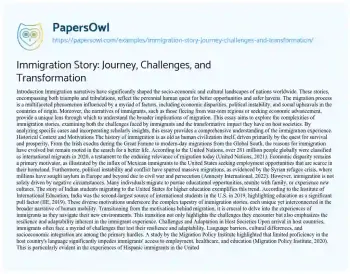 Essay on Immigration Story: Journey, Challenges, and Transformation