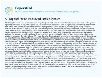 Essay on A Proposal for an Improved Justice System