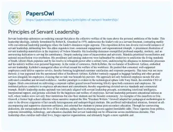 Essay on Principles of Servant Leadership