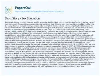 Essay on Short Story – Sex Education