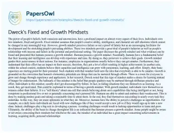 Essay on Dweck’s Fixed and Growth Mindsets