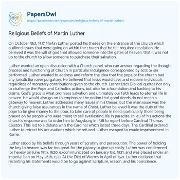 Essay on Religious Beliefs of Martin Luther