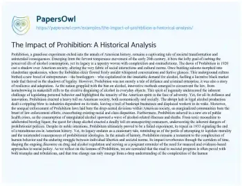 Essay on The Impact of Prohibition: a Historical Analysis