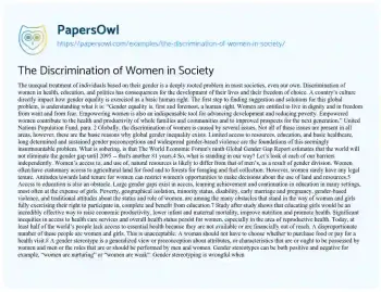 Essay on The Discrimination against Women