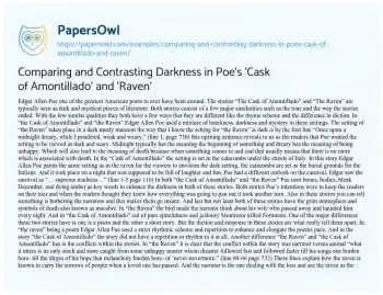 Essay on Comparing and Contrasting Darkness in Poe’s ‘Cask of Amontillado’ and ‘Raven’