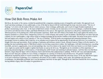 Essay on How did Bob Ross Make Art