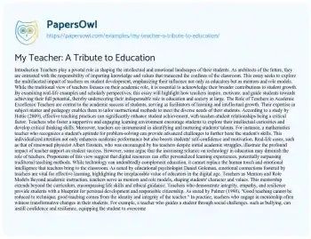 Essay on My Teacher: a Tribute to Education