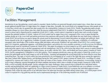 Essay on Facilities Management