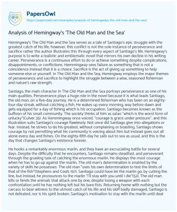 Essay on Analysis of Hemingway’s ‘The Old Man and the Sea’