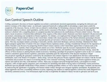 Essay on Gun Control Speech Outline