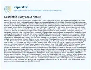 Essay on Descriptive Essay about Nature