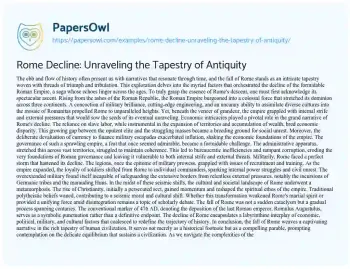 Essay on Rome Decline: Unraveling the Tapestry of Antiquity