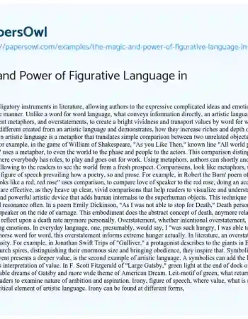 Essay on The Magic and Power of Figurative Language in Literature