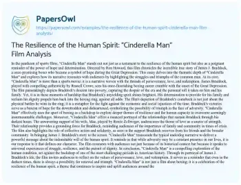 Essay on The Resilience of the Human Spirit: “Cinderella Man” Film Analysis