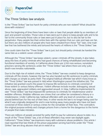 Essay on The Three Strikes Law Analysis