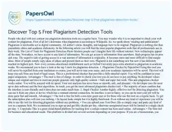 Essay on Discover Top 5 Free Plagiarism Detection Tools