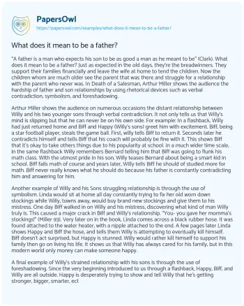 Essay on What does it Mean to be a Father?