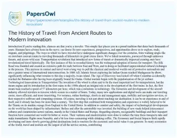 Essay on The History of Travel: from Ancient Routes to Modern Innovation