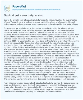 Essay on Should all Police Wear Body Cameras