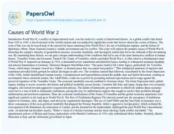 Essay on Causes of World War 2