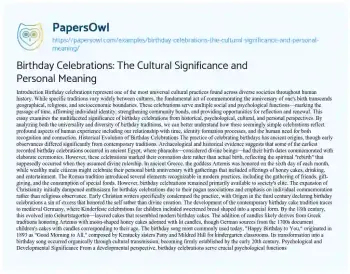 Essay on Birthday Celebrations: the Cultural Significance and Personal Meaning