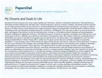 Essay on My Dreams and Goals in Life