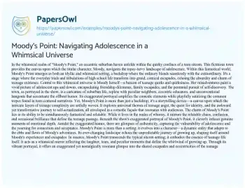 Essay on Moody’s Point: Navigating Adolescence in a Whimsical Universe