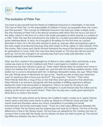 Essay on The Evolution of Peter Pan