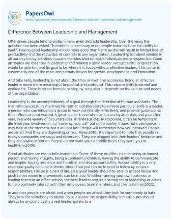 Essay on Difference between Leadership and Management