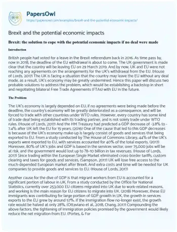 Essay on Brexit and the Potential Economic Impacts