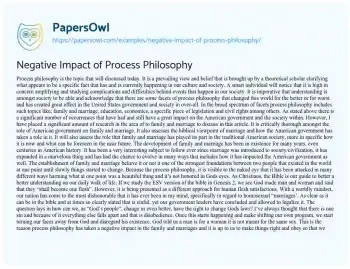 Essay on Negative Impact of Process Philosophy