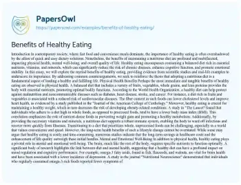 Essay on Benefits of Healthy Eating