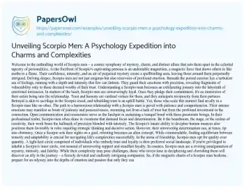 Essay on Unveiling Scorpio Men: a Psychology Expedition into Charms and Complexities