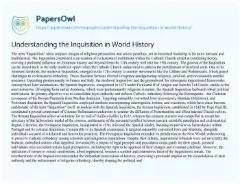 Essay on Understanding the Inquisition in World History